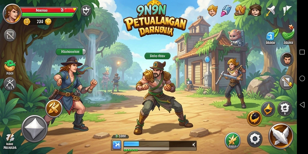Tampilan gameplay 9N9N yang cerah dan mengasyikkan.