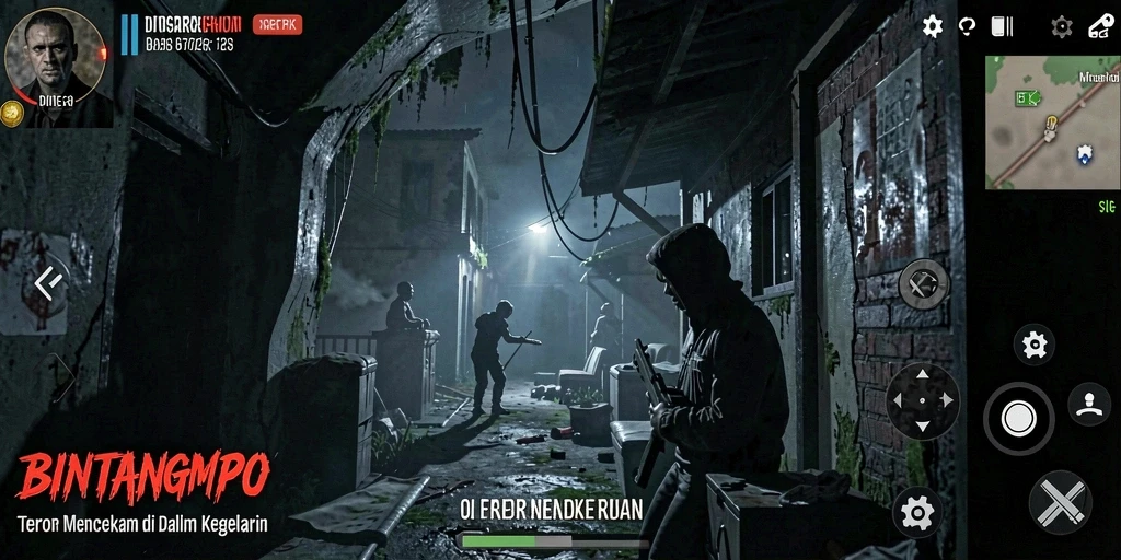 Screenshot gameplay BINTANGMPO yang menegangkan dan menyeramkan.
