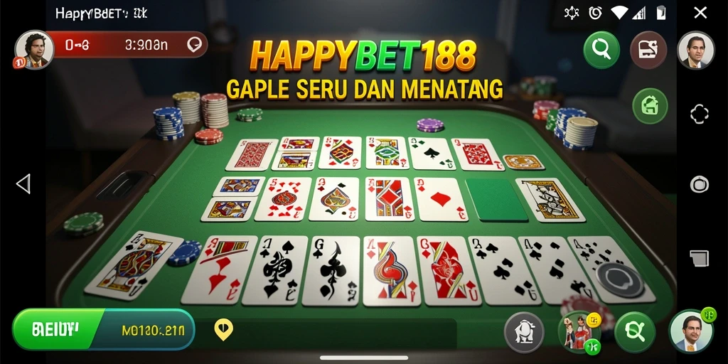 Screenshot gameplay Gaple di HAPPYBET188 yang menampilkan suasana kompetitif.