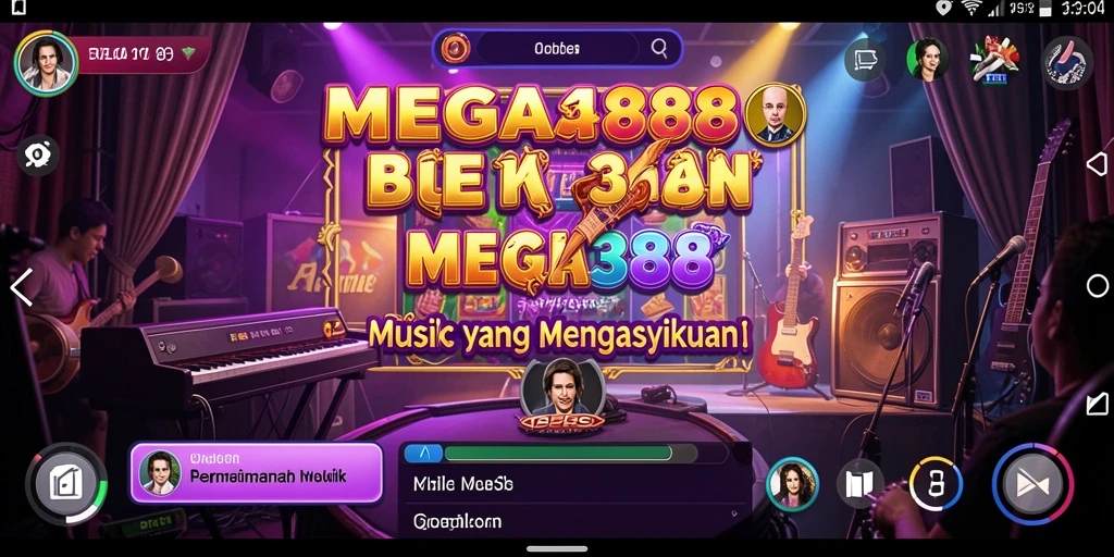 Tampilan gameplay MEGA388 dengan berbagai pilihan lagu musik.
