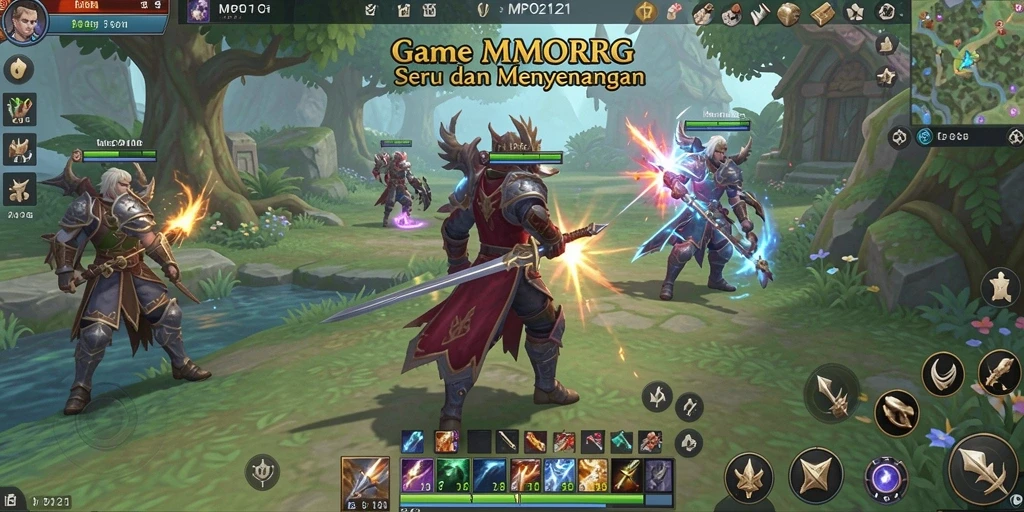 Screenshot MPO2121 menampilkan aksi pertarungan epik di dunia MMORPG.