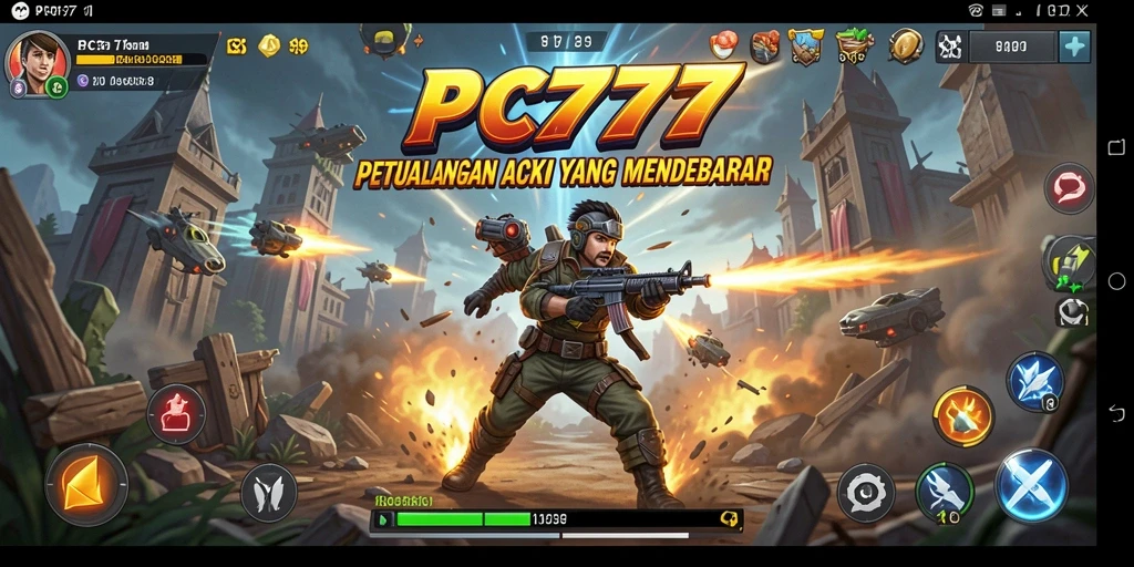 Screenshot gameplay PC777 menampilkan aksi pertempuran yang mendebarkan.