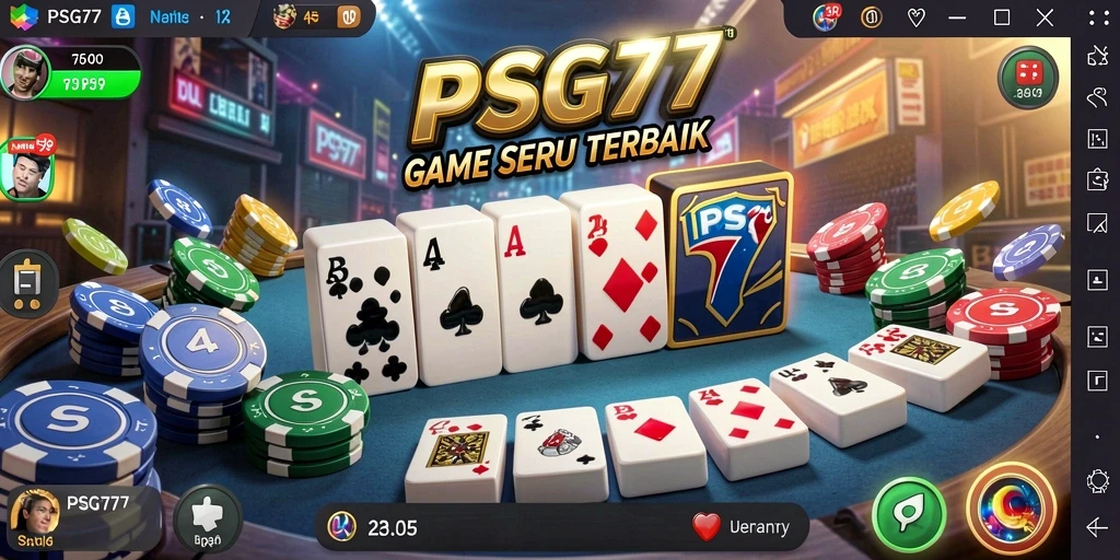 Screenshot gameplay domino PSG77 yang menarik dan seru.