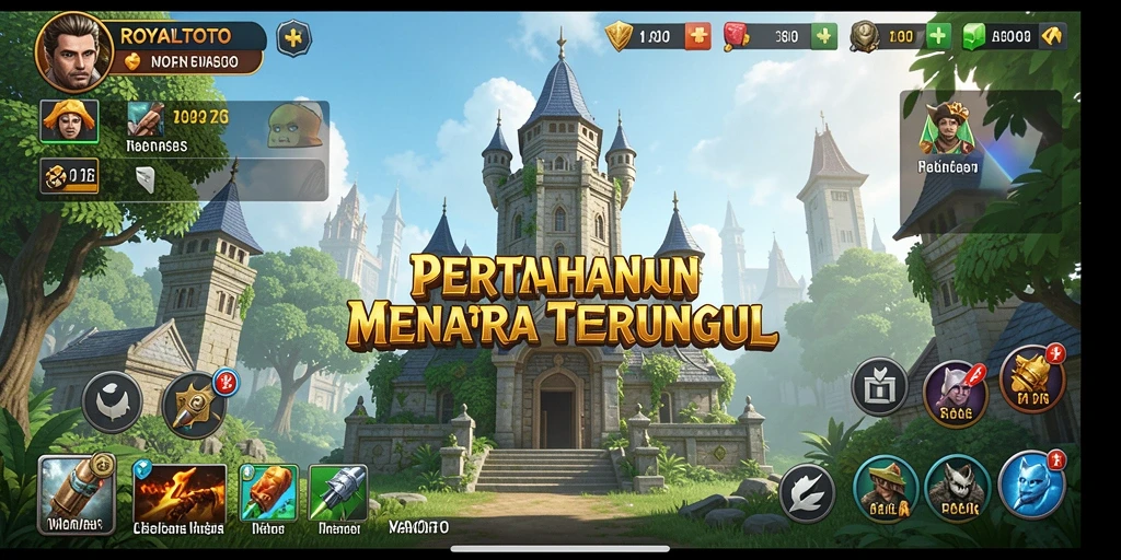 Tampilan gameplay <strong>ROYALTOTO</strong> yang menawan dan mendebarkan dalam pertarungan Tower Defense.