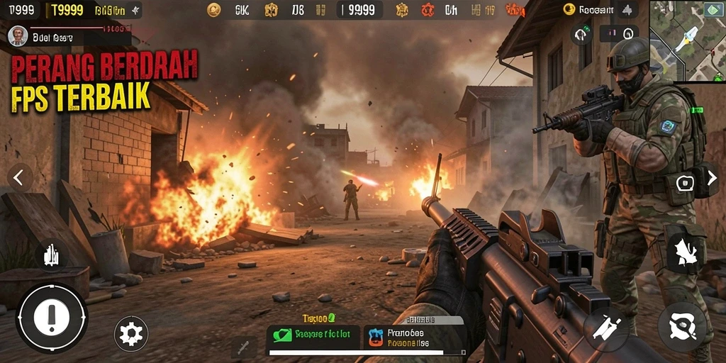 Gameplay intens T9999 yang menghadirkan aksi tembak-menembak seru.