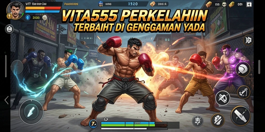 Tampilan gameplay seru di VITA555 dengan karakter yang bertarung sengit.